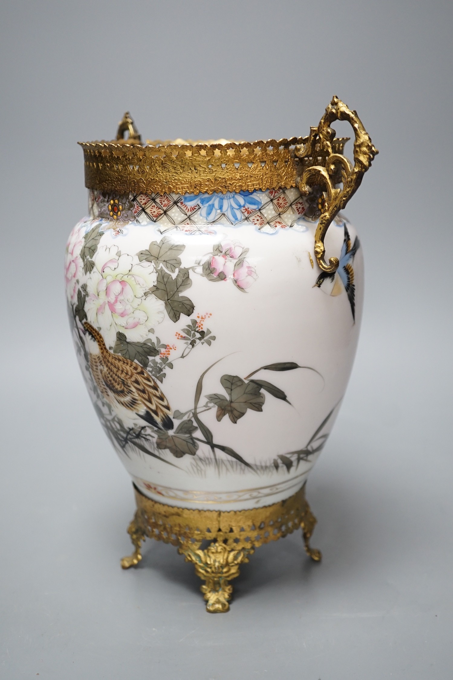 An early 20th century Japanese gilt mounted vase, 26.5cm